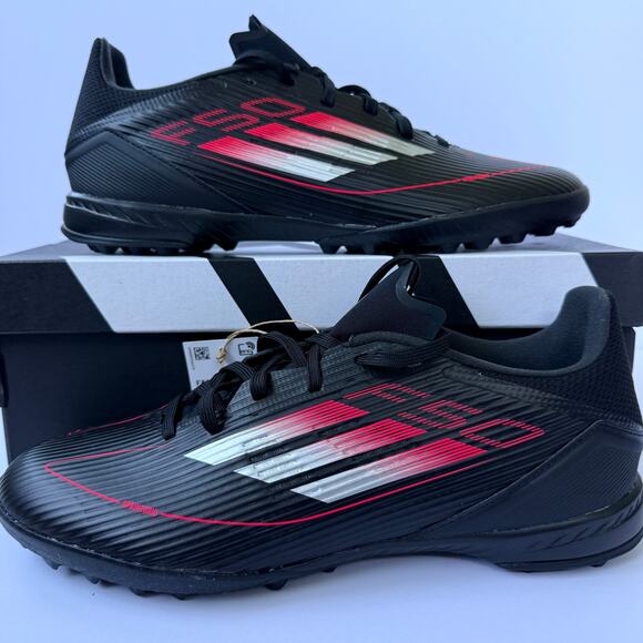 Adidas F50 League TF Black Silver Red Men\'s 9.5 Turf Soccer New In Box